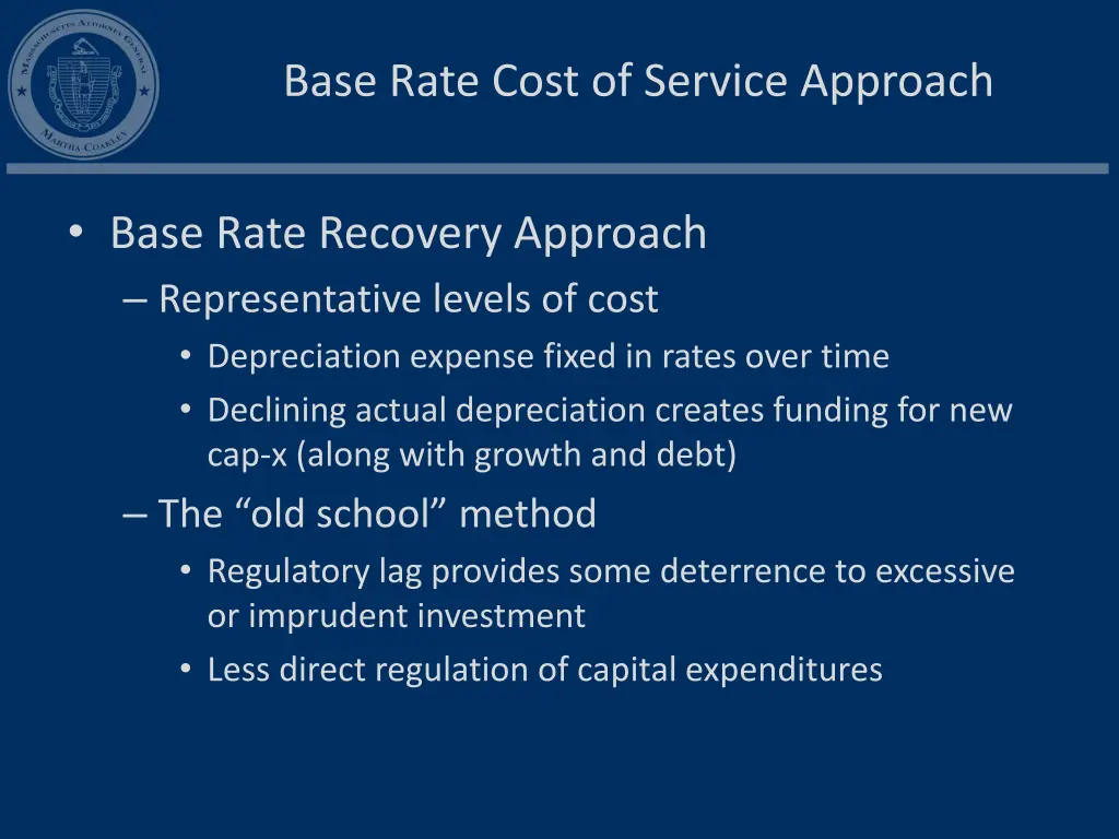 base rate cost of service approach