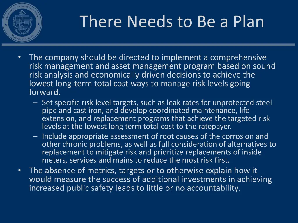there needs to be a plan