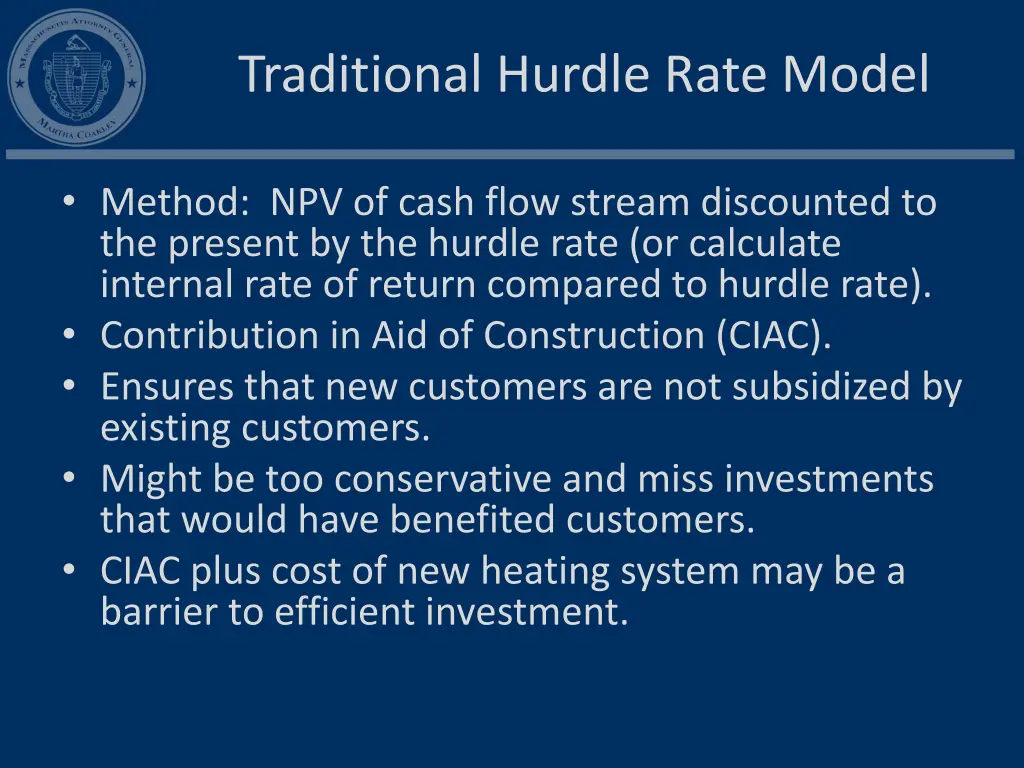 traditional hurdle rate model