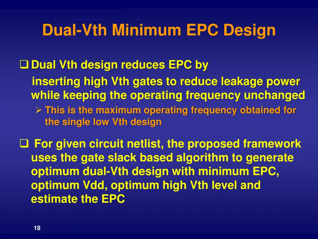 dual vth minimum epc design