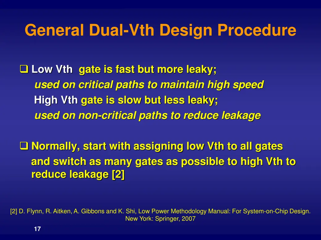general dual vth design procedure