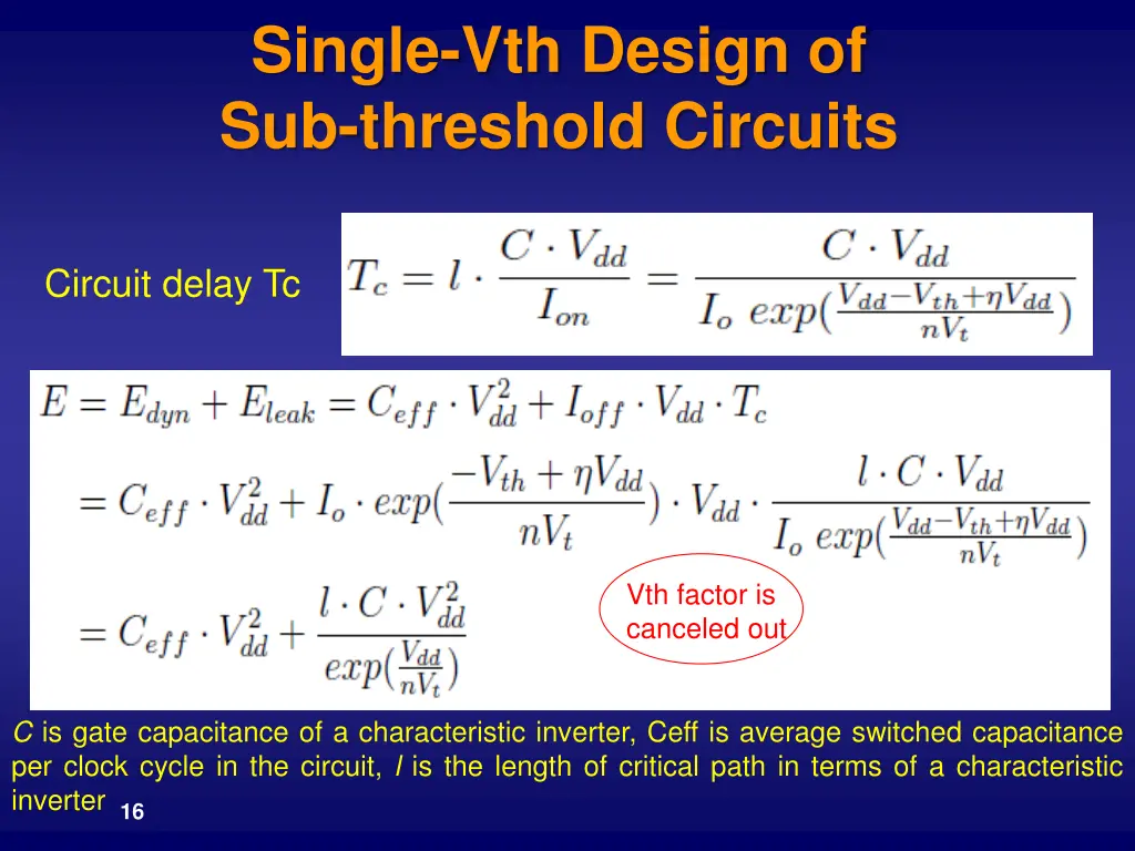 single vth design of sub threshold circuits 2