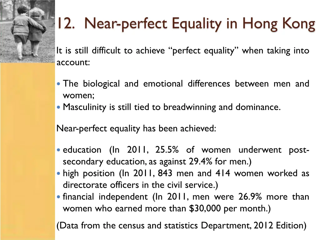 12 near perfect equality in hong kong
