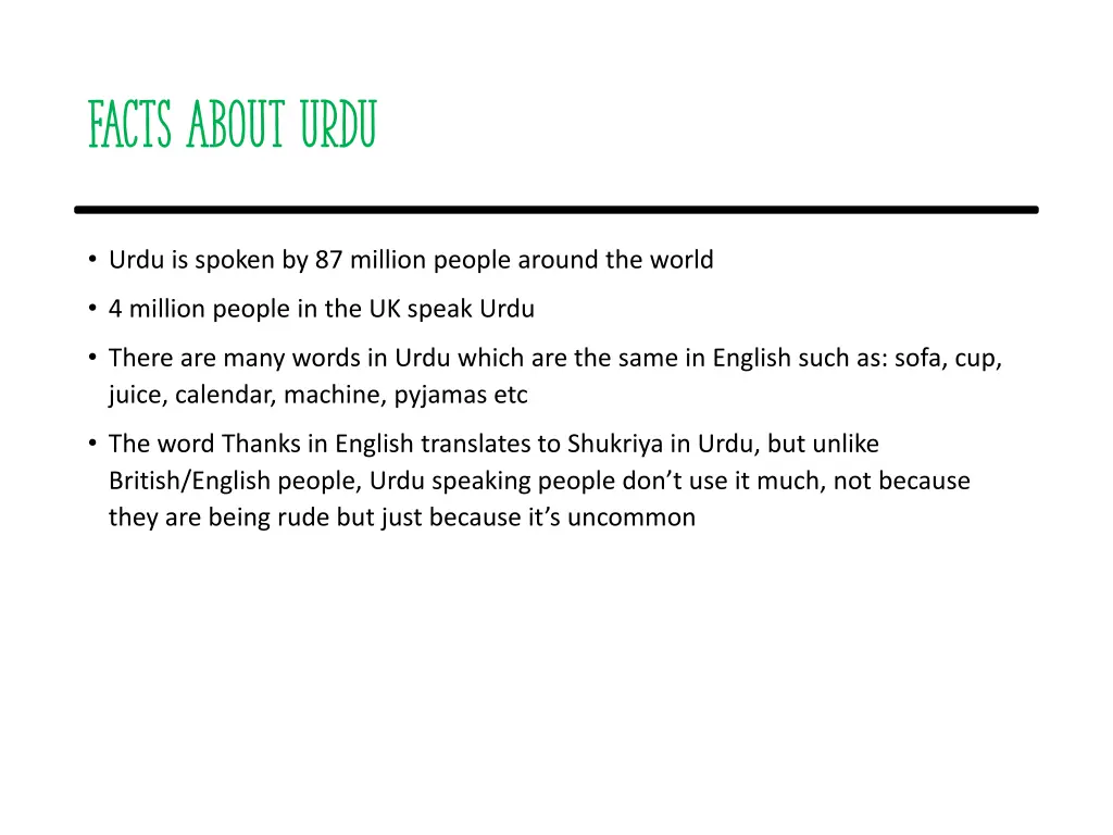 facts about urdu