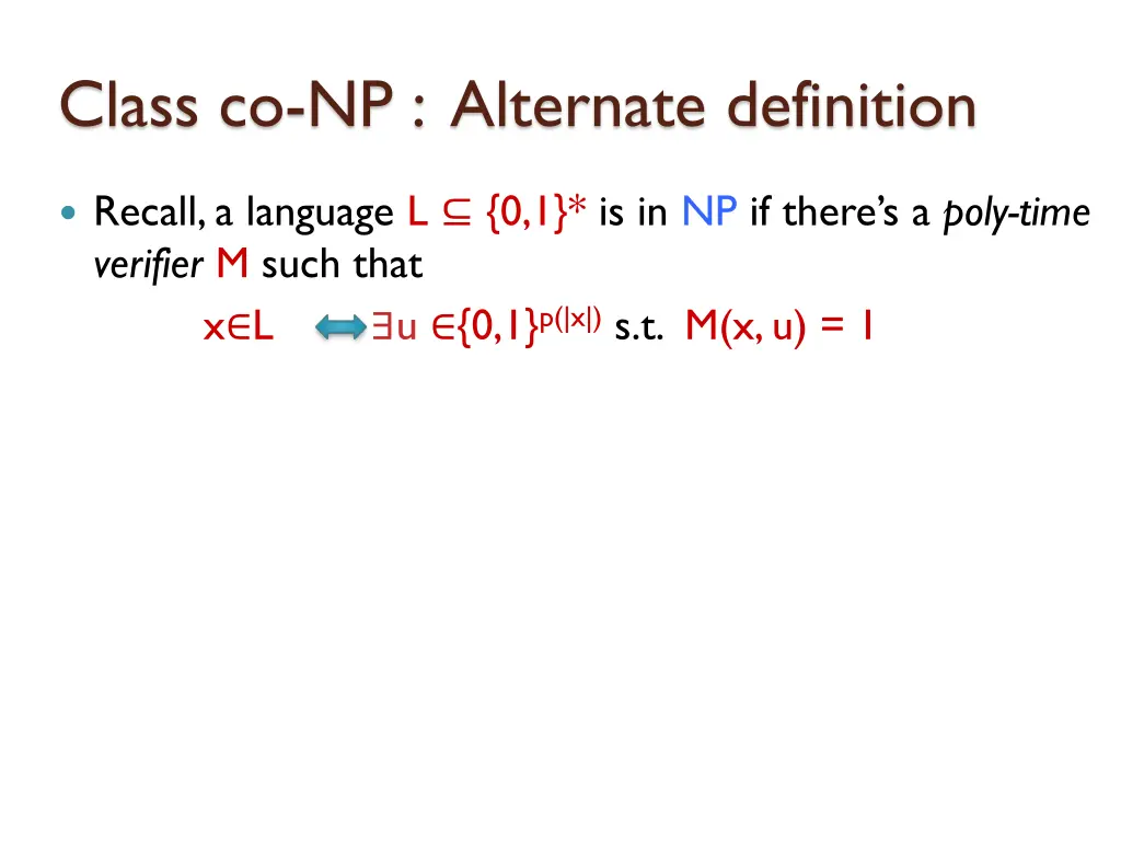 class co np alternate definition