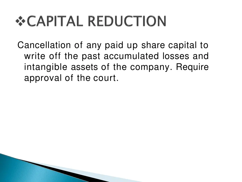 cancellation of any paid up share capital