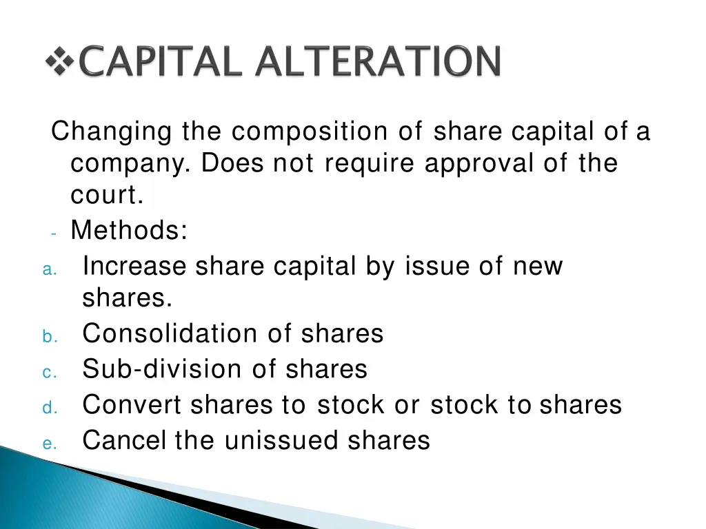 changing the composition of share capital