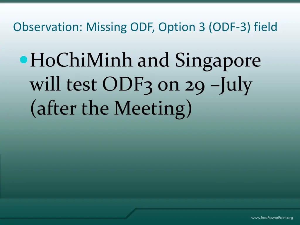 observation missing odf option 3 odf 3 field 2