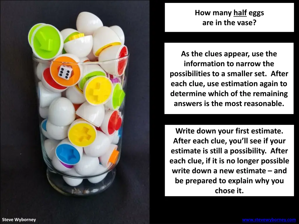 how many half eggs are in the vase