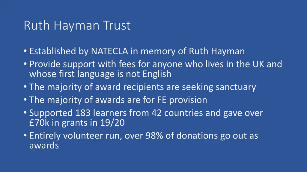 ruth hayman trust