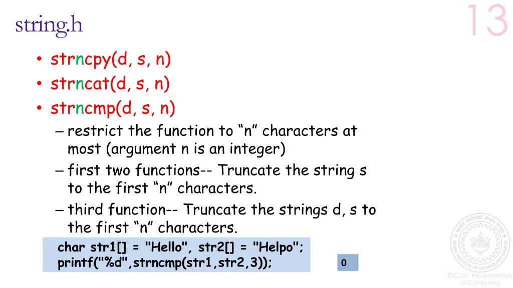 string h strncpy d s n strncat d s n strncmp