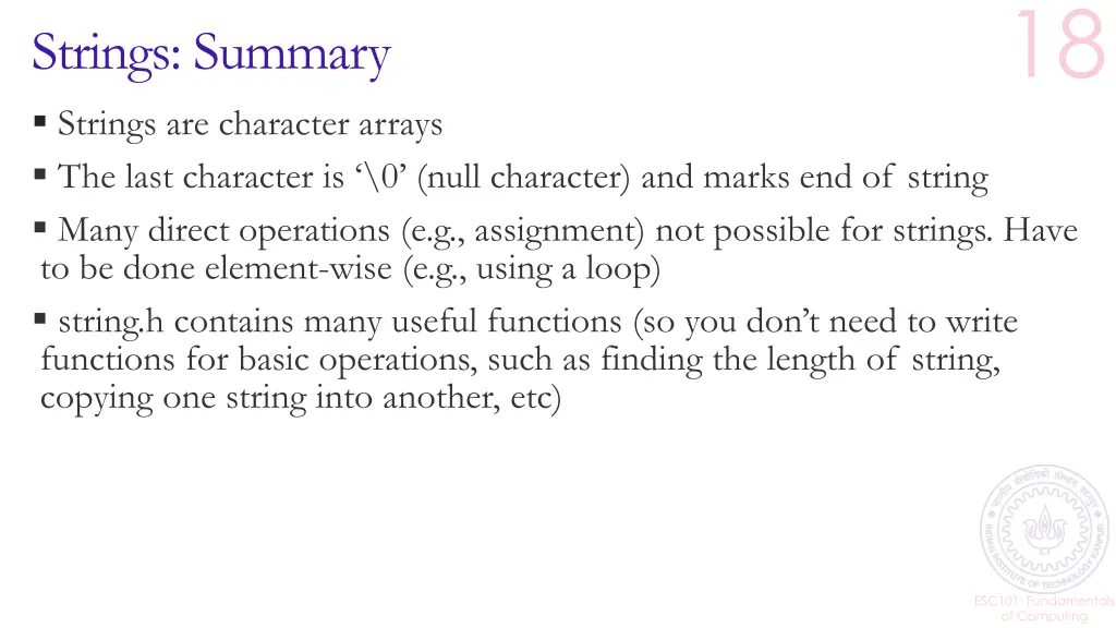 strings summary