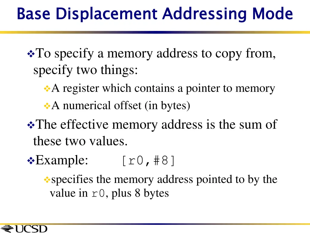 base displacement addressing mode