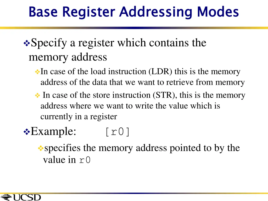 base register addressing modes