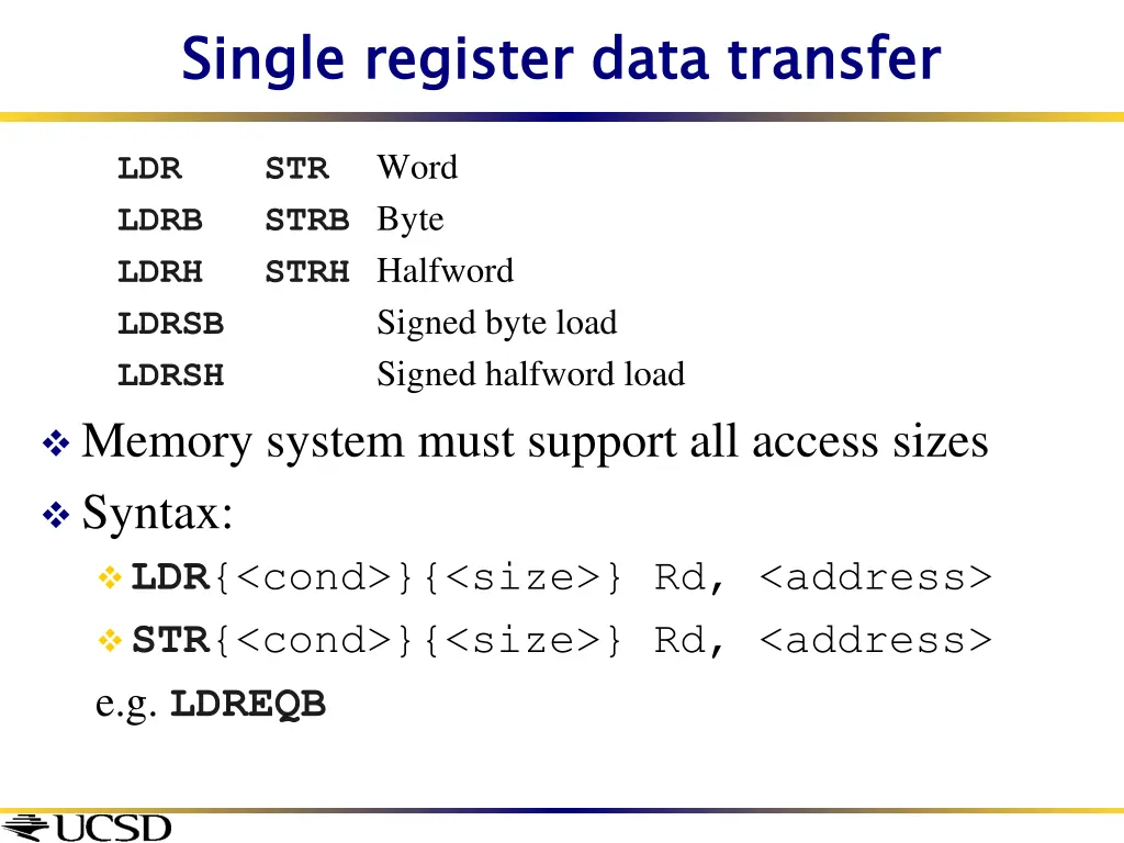 single register data transfer
