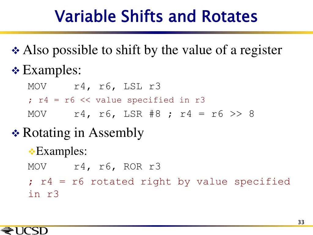 variable shifts and rotates