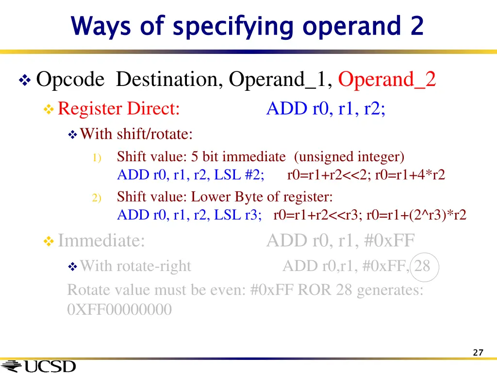 ways of specifying operand 2