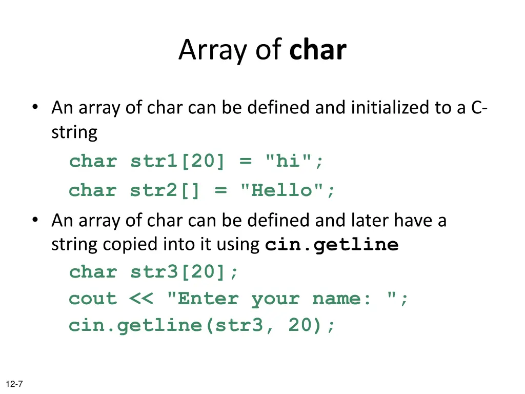 array of char