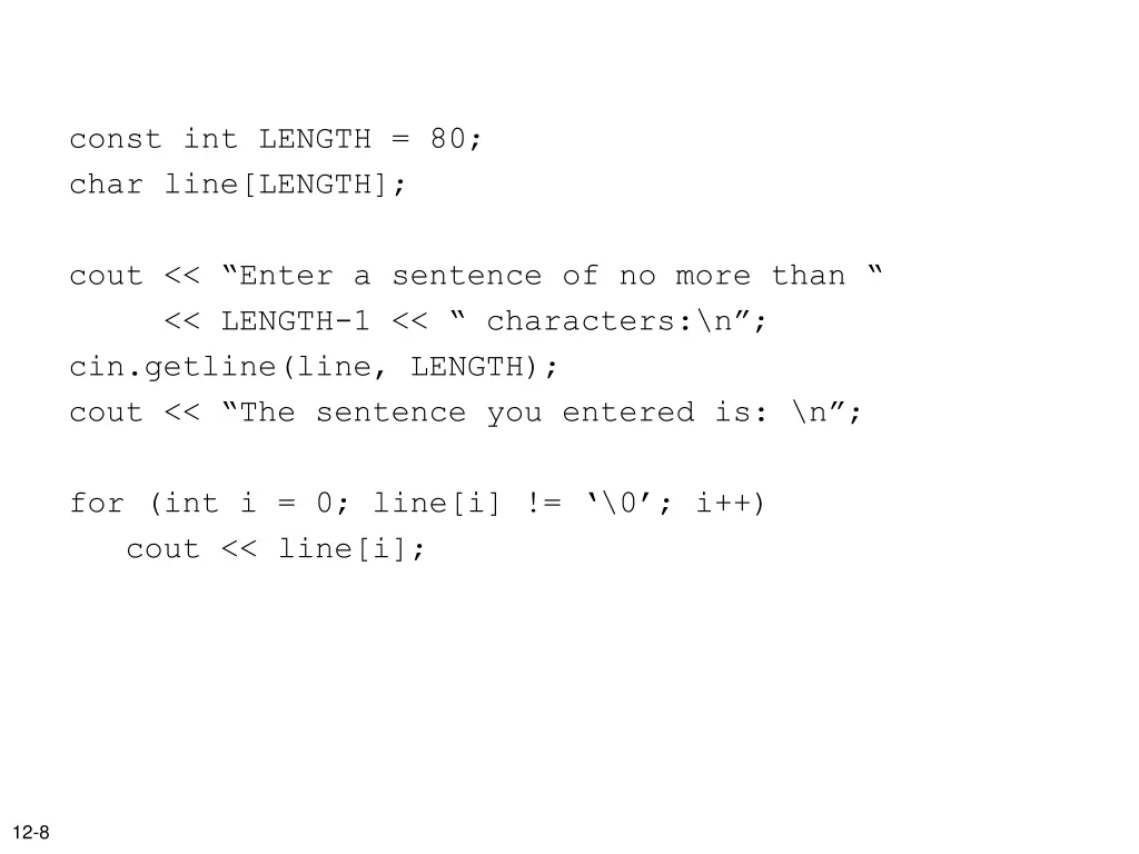 const int length 80 char line length