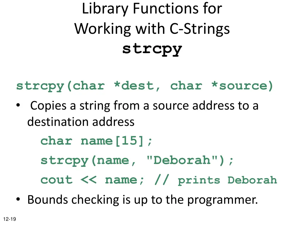 library functions for working with c strings 2