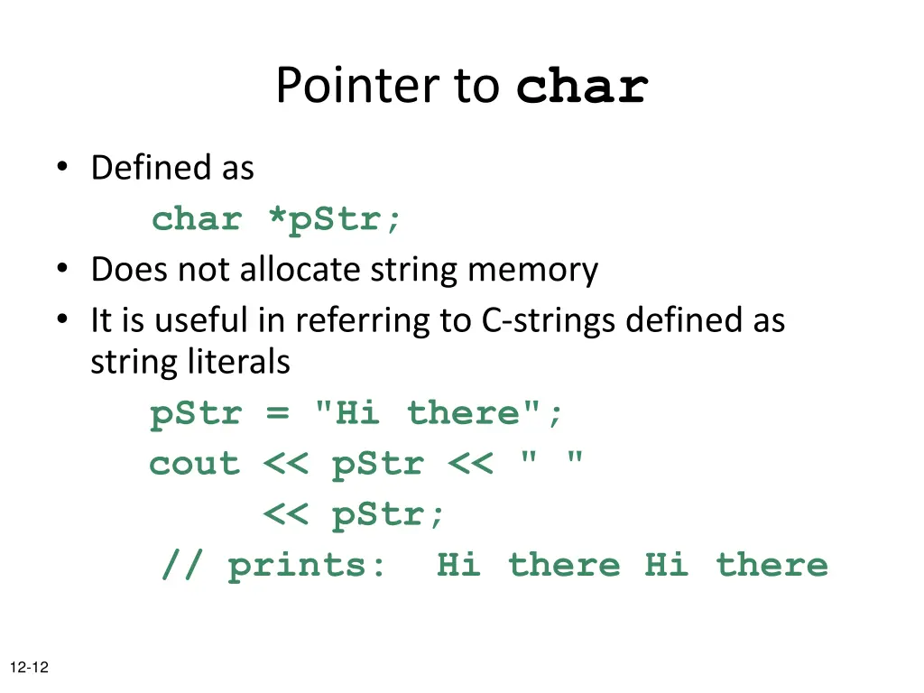 pointer to char