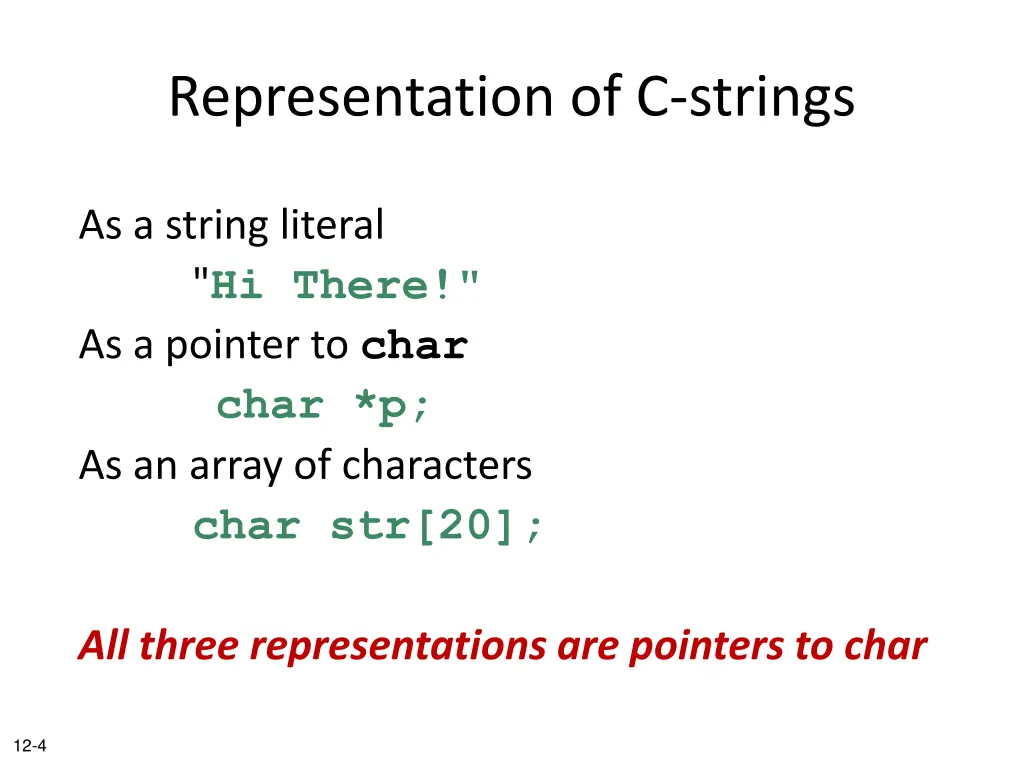 representation of c strings