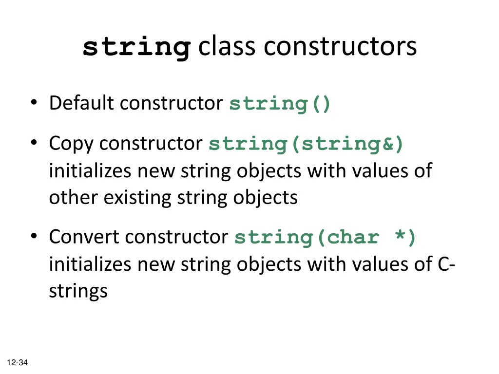 string class constructors