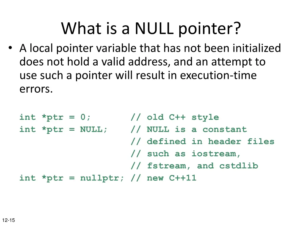 what is a null pointer a local pointer variable