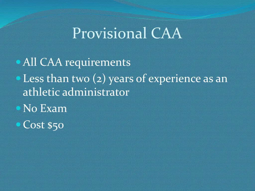 provisional caa