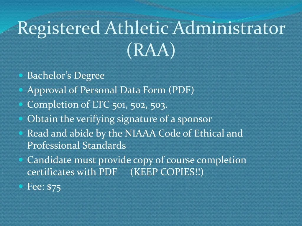 registered athletic administrator raa