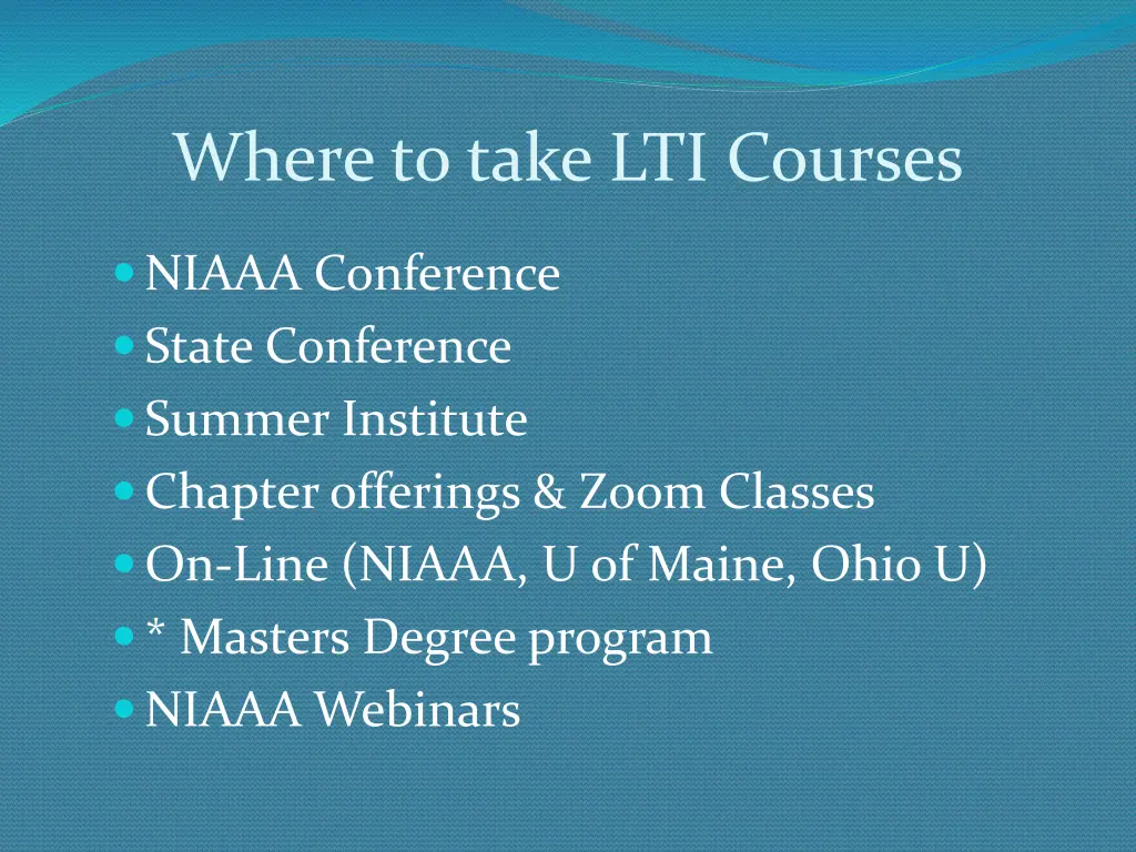 where to take lti courses