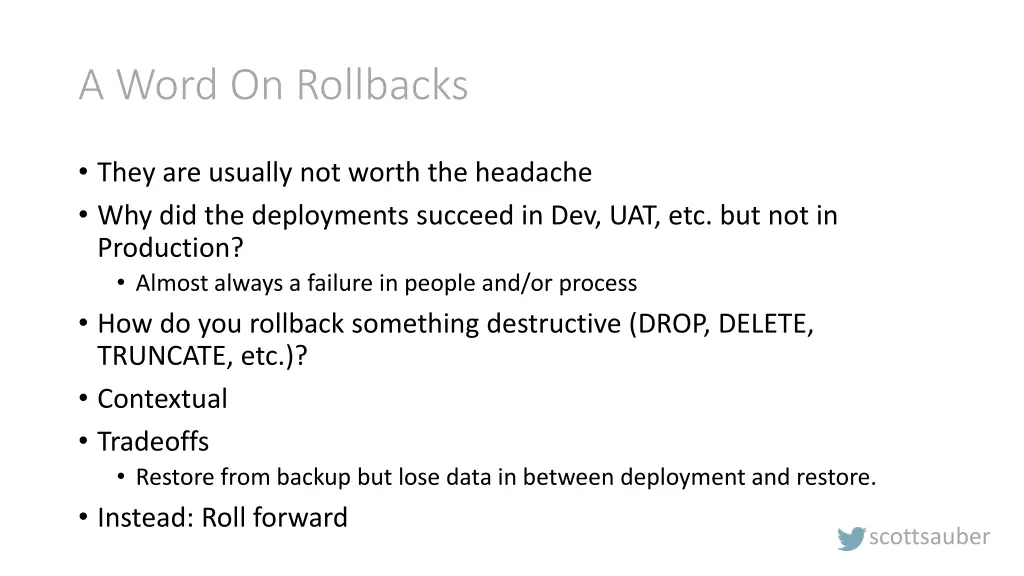 a word on rollbacks