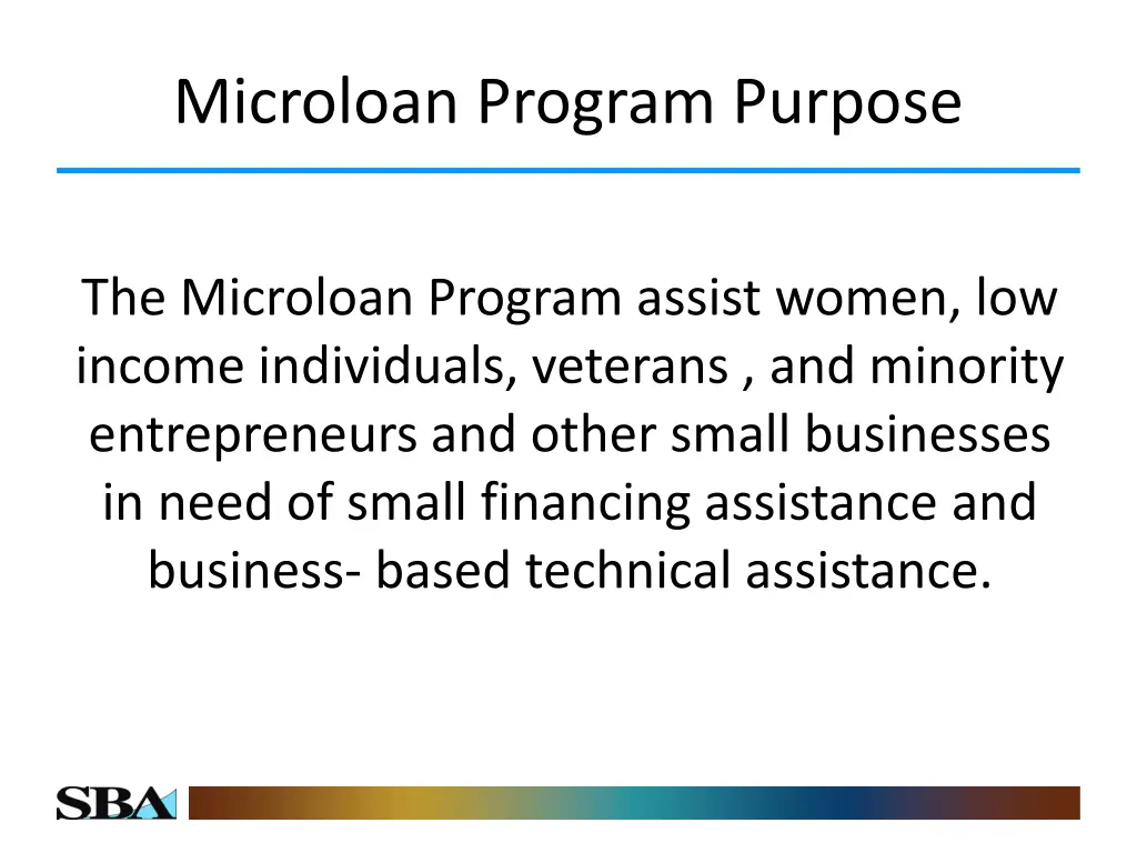 microloan program purpose