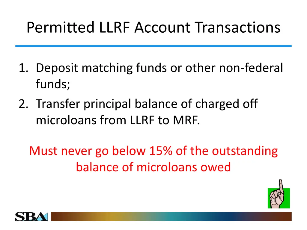permitted llrf account transactions