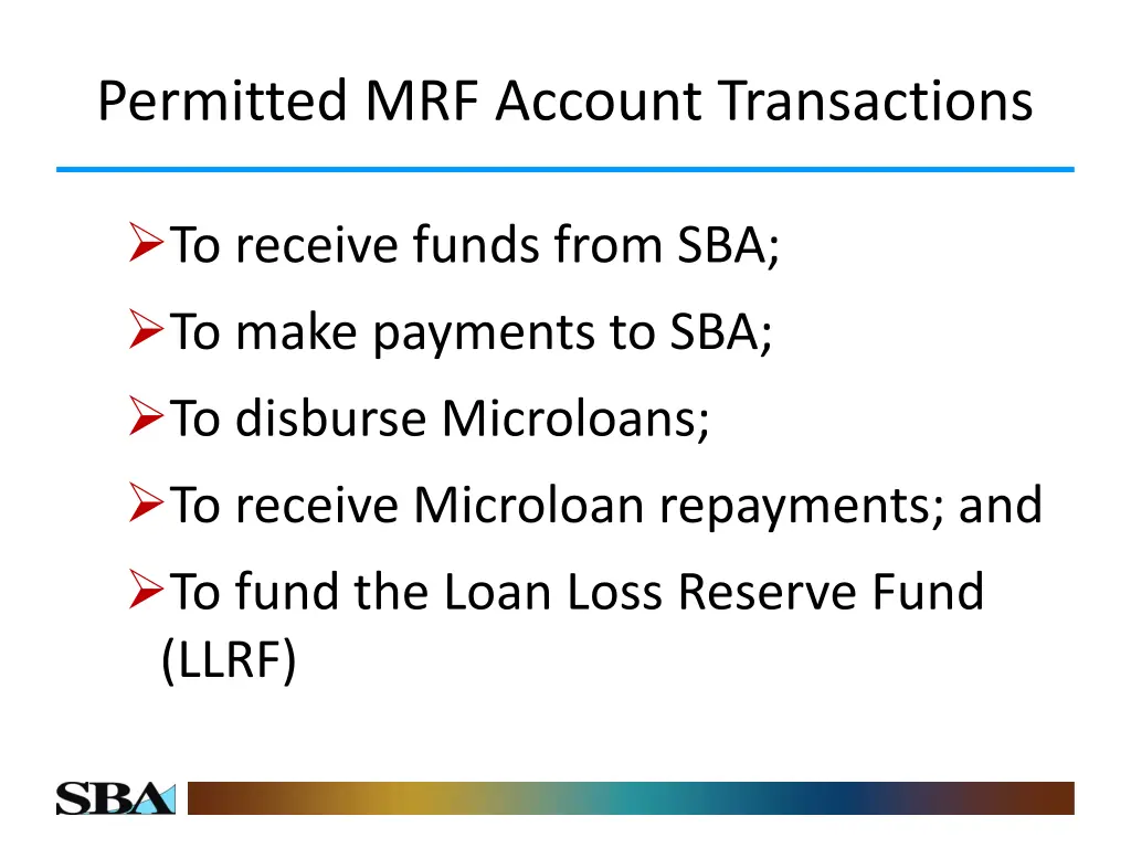 permitted mrf account transactions