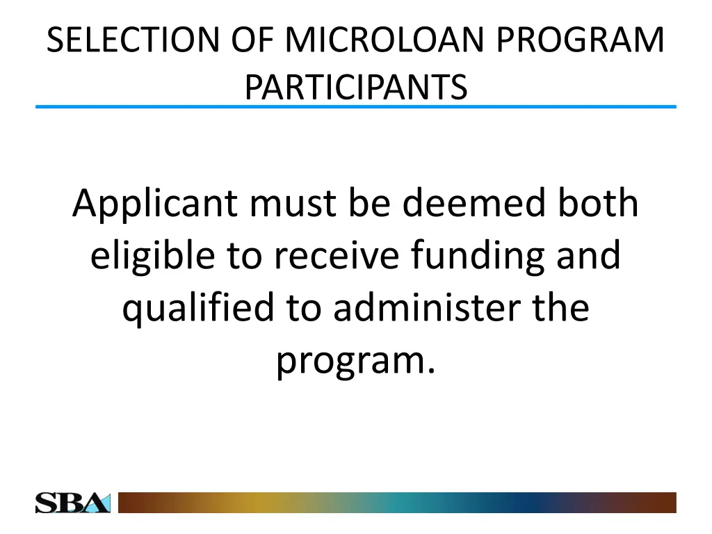 selection of microloan program participants