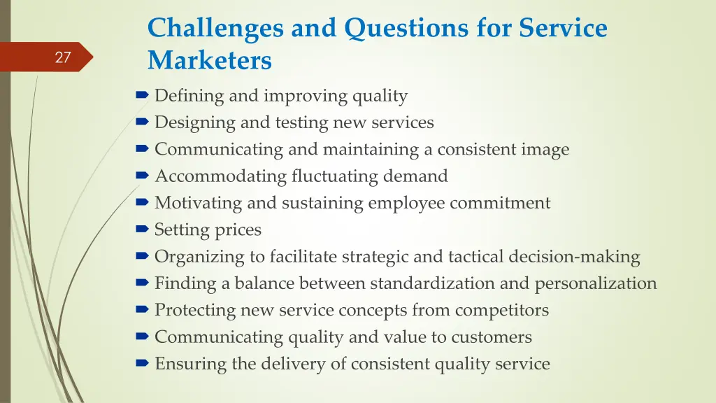 challenges and questions for service marketers