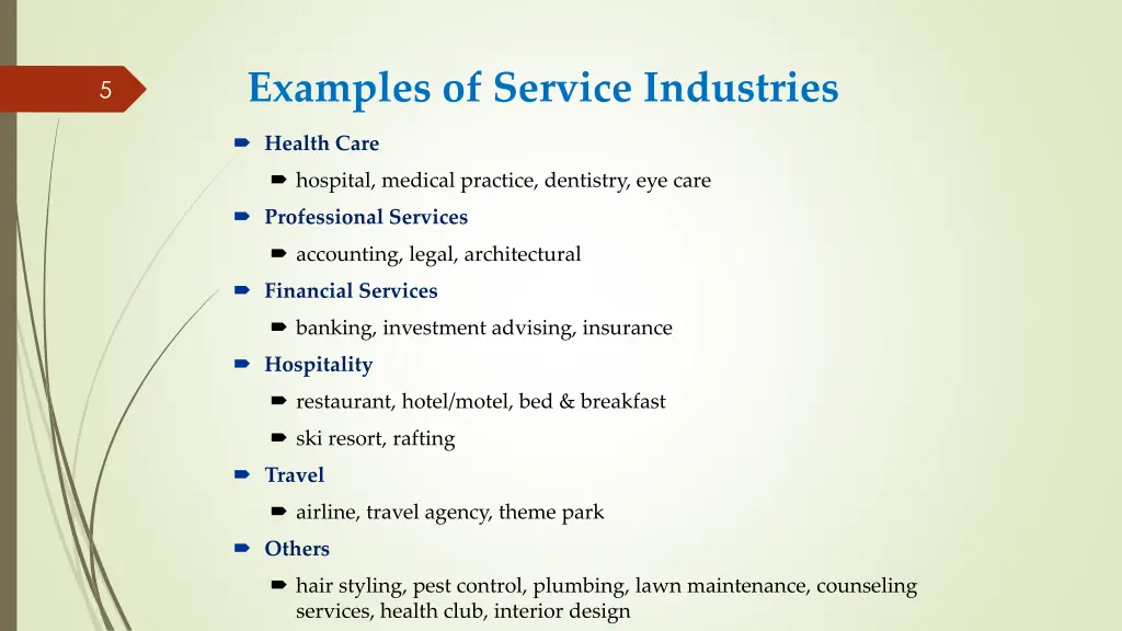 examples of service industries