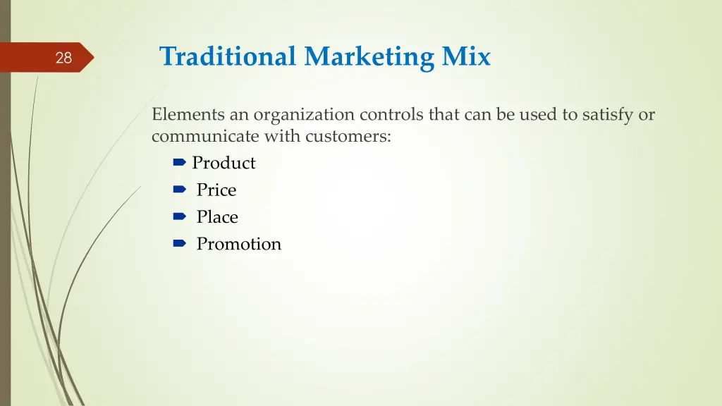 traditional marketing mix