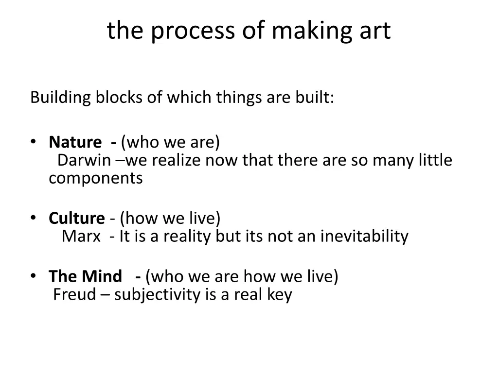 the process of making art