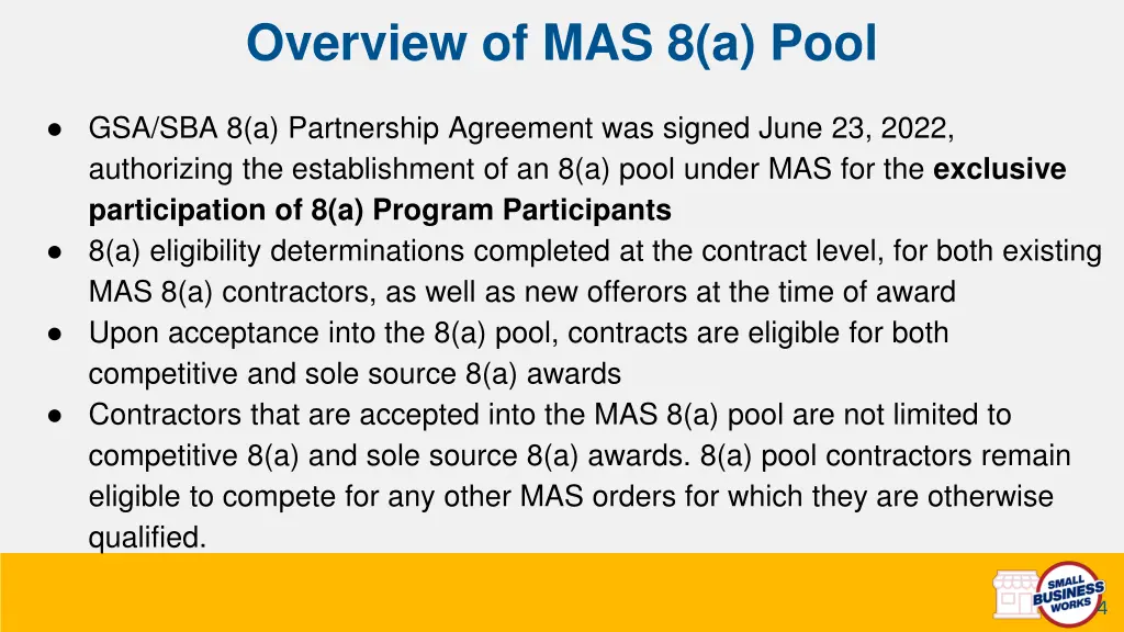 overview of mas 8 a pool