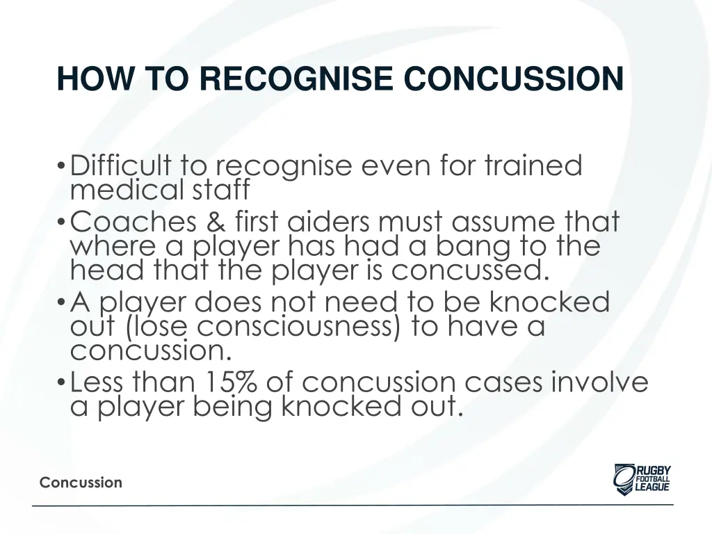 how to recognise concussion