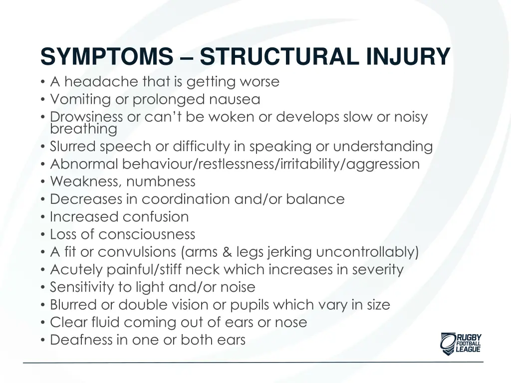 symptoms structural injury a headache that