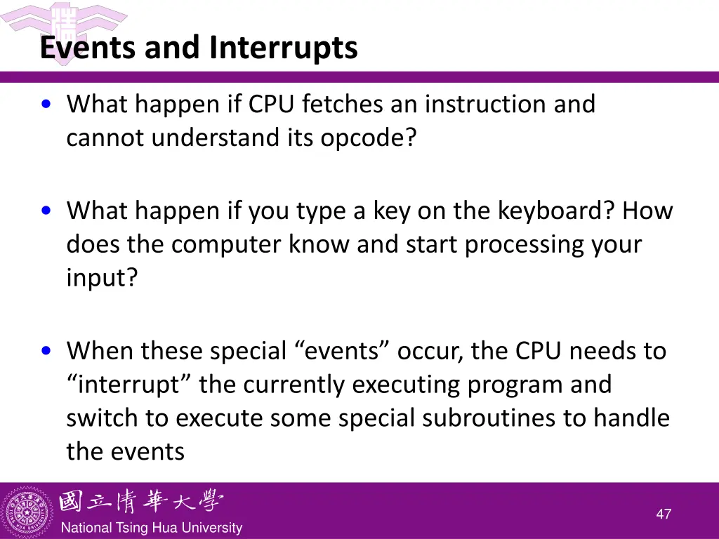 events and interrupts