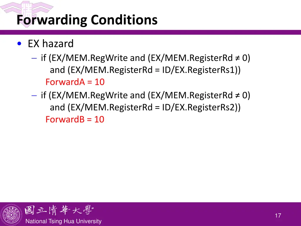 forwarding conditions