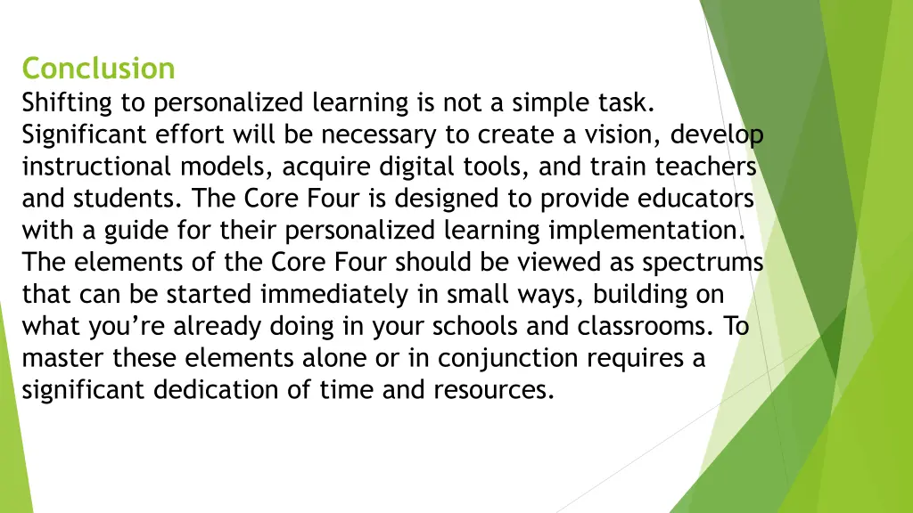 conclusion shifting to personalized learning