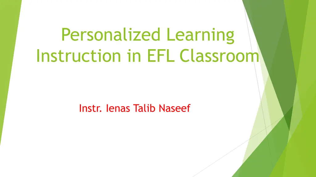 personalized learning instruction in efl classroom