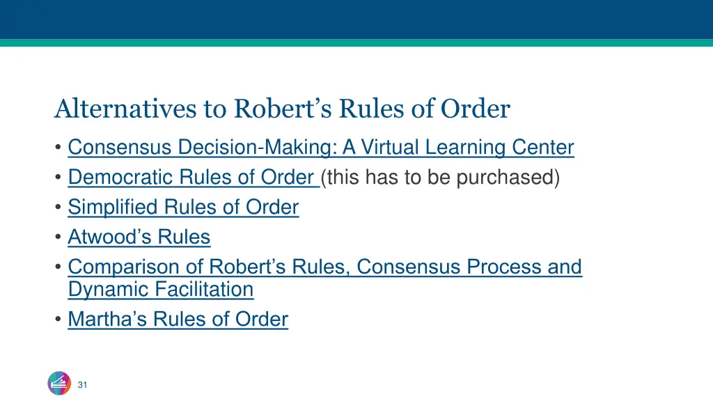 alternatives to robert s rules of order