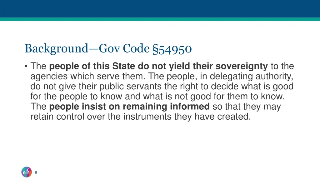 background gov code 54950 the people of this