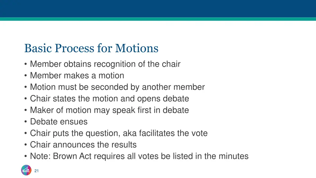 basic process for motions member obtains